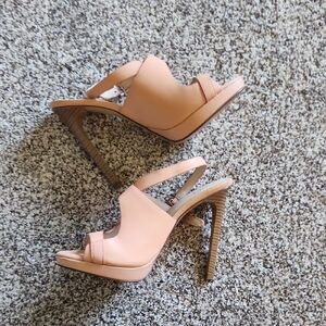 Women's Pedra Peach Slide Heels with Cutout Straps